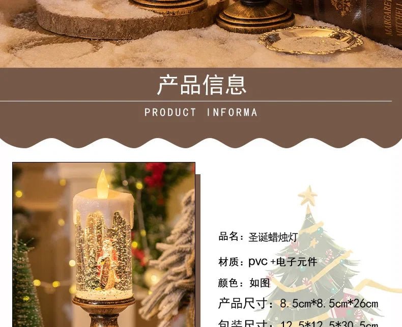 Crystal Snow Candles Lights para Decorações de Natal, Scene Layout, Holiday Gifts, Children's Birthday Gifts
