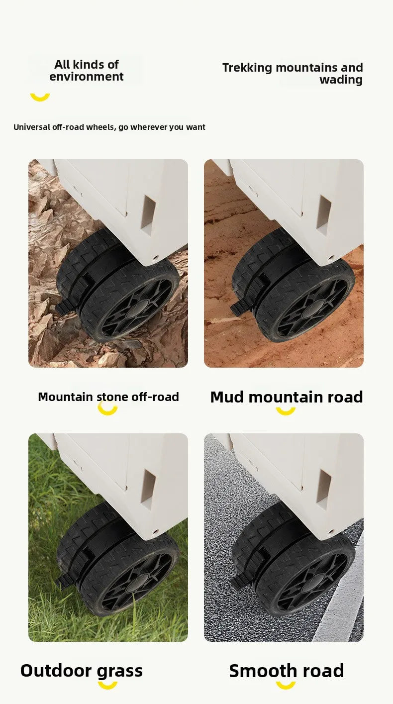 Carrinho de Camping para Exterior, Ferramentas de Piquenique, Mesa de Jantar Dobrável e Móvel para Carro, Carro de Camping Multifuncional