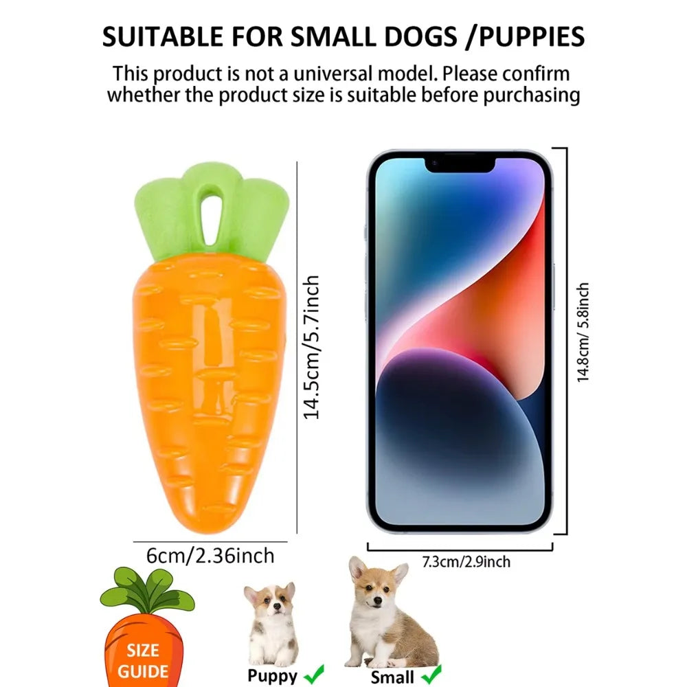 Brinquedo para Cães em TPR com Som e Função de Mastigação, Brinquedo de Mastigar para Animais de Estimação em Forma de Amendoim e Cenoura