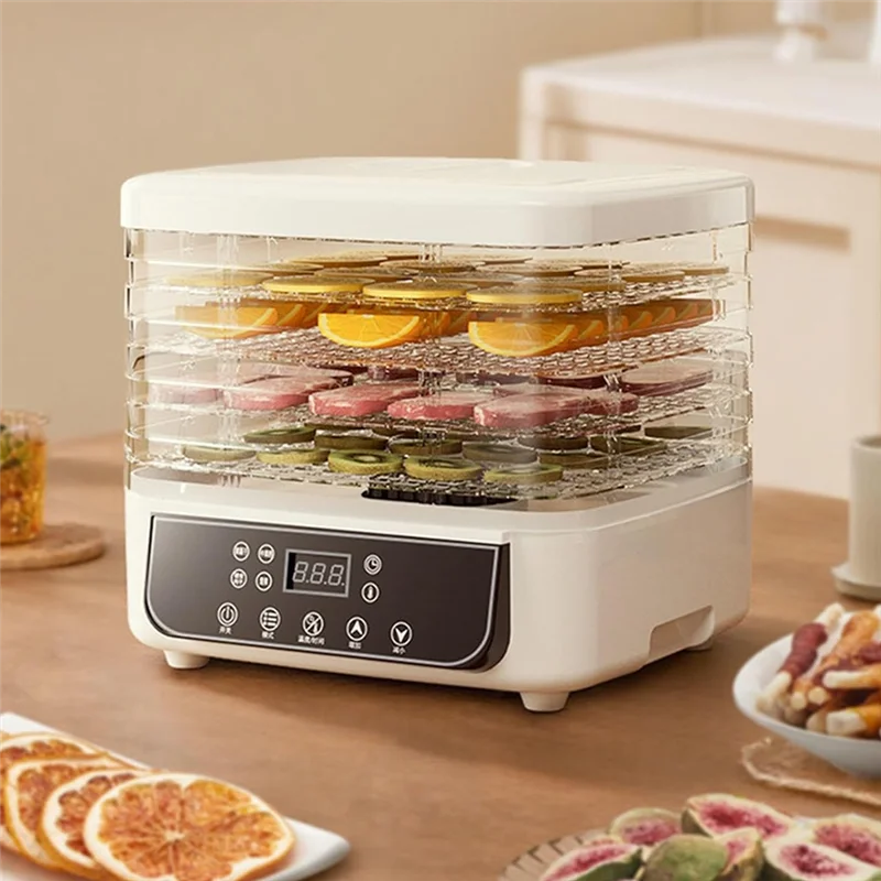 A98I-Temporizador e temperatura ajustáveis Desidratador de alimentos transparente de 5 camadas para frutas, ervas, seca para sec