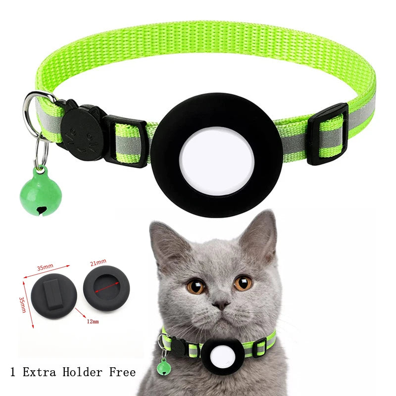 Coleira para Gato Airtag, Fivela de Segurança Refletiva com Sino, Coleira GPS Ajustável Anti-Perda para Gatinhos e Filhotes