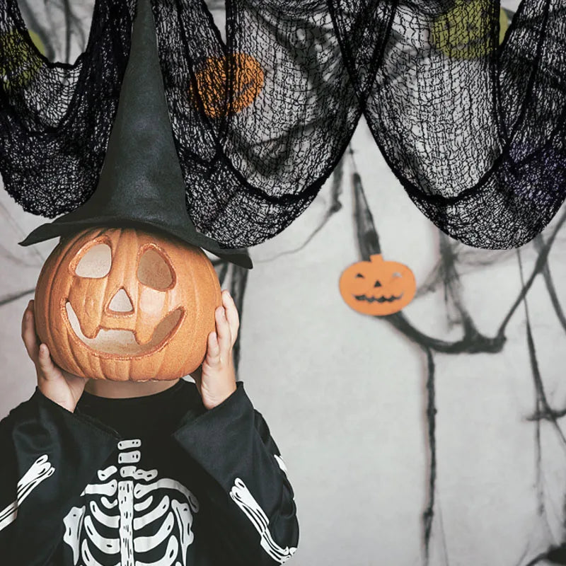 2m/4m decorações de halloween preto assustador gaze pano janela mesa porta net assustador fantasia vestido festa casa assombrada parede decoração diy