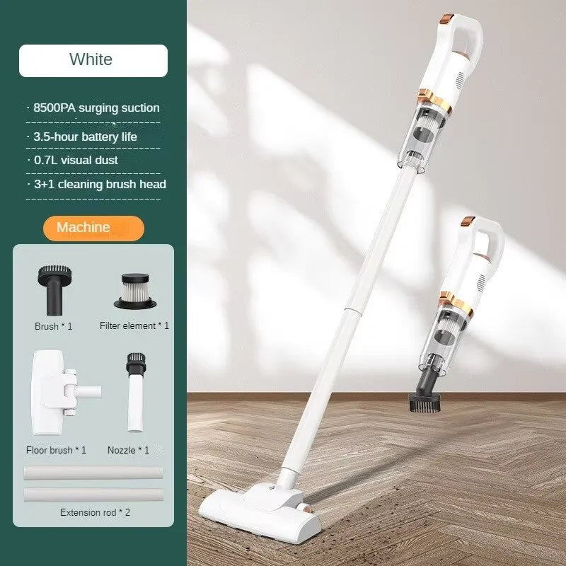Aspirador de pó portátil sem fio de alta potência, 8500pa, 120w, portátil, para uso doméstico e automotivo, máquina de limpeza de poeira com escova