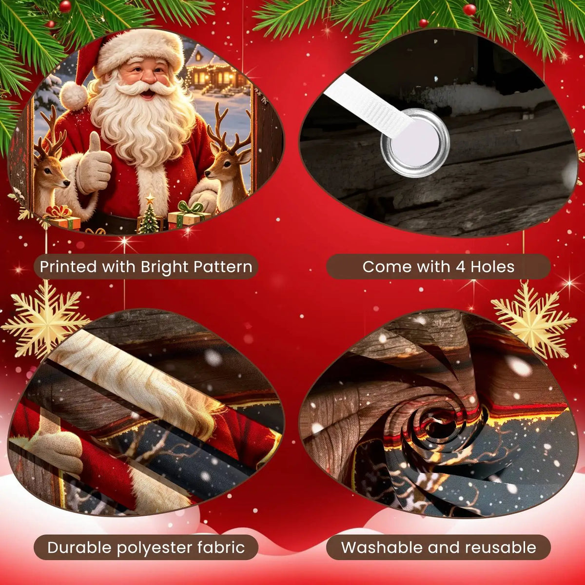 Faixa de Natal Vermelha e Verde, Painel de Fundo do Papai Noel, Decoração Festiva para Presentes, Exibição de Natal para Festa de Natal, Decoração de Porta de Casa, Foto de Feriado