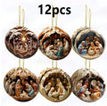 Conjunto de decoração de presépio de madeira de 12 peças – perfeito para casa, decoração de férias, presentes de feriado