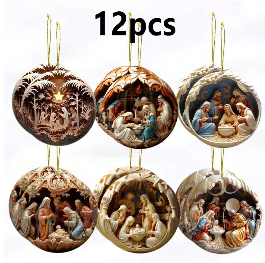 Conjunto de decoração de presépio de madeira de 12 peças – perfeito para casa, decoração de férias, presentes de feriado