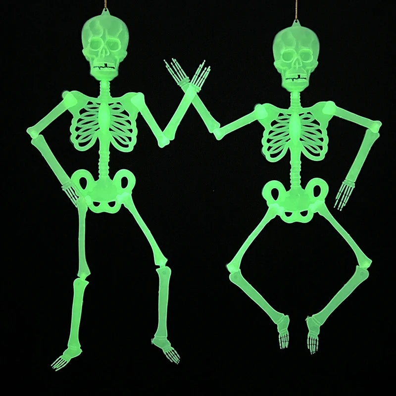 Decorações de esqueleto que brilham no escuro, formas de osso assustadoras para halloween, casa assombrada, configuração, festa de feriado, adereços de terror