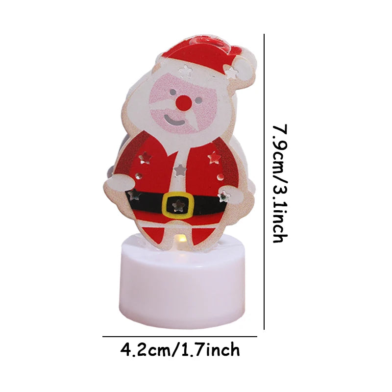 LED Christmas Candle Lamp Decorações, pequena Santa, boneco de neve, árvore de Natal, Holiday Night Lights, Home Party, Jardim