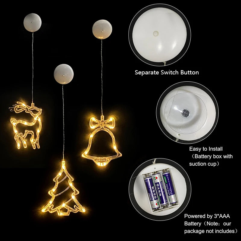 Natal led luz floco de neve santa pendurado otário lâmpada janela ornamentos decoração para casa natal navidad 2023 decoração de ano novo