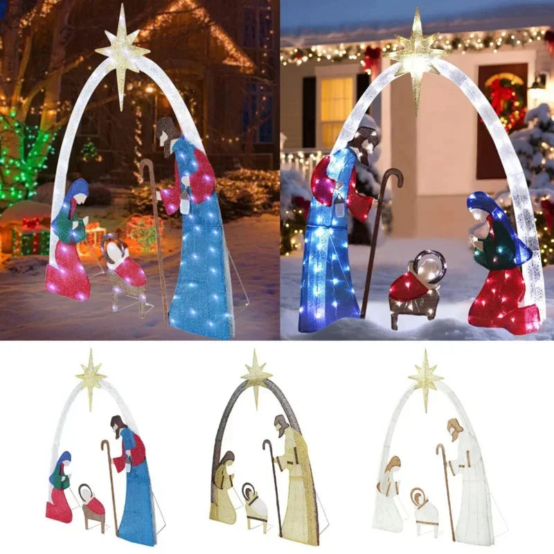 Presilha de Natal com Iluminação LED para Jardim, Decoração de Natal para Gramado, Presilha de Presépio, Enfeite de Natal, Decoração de Ano Novo