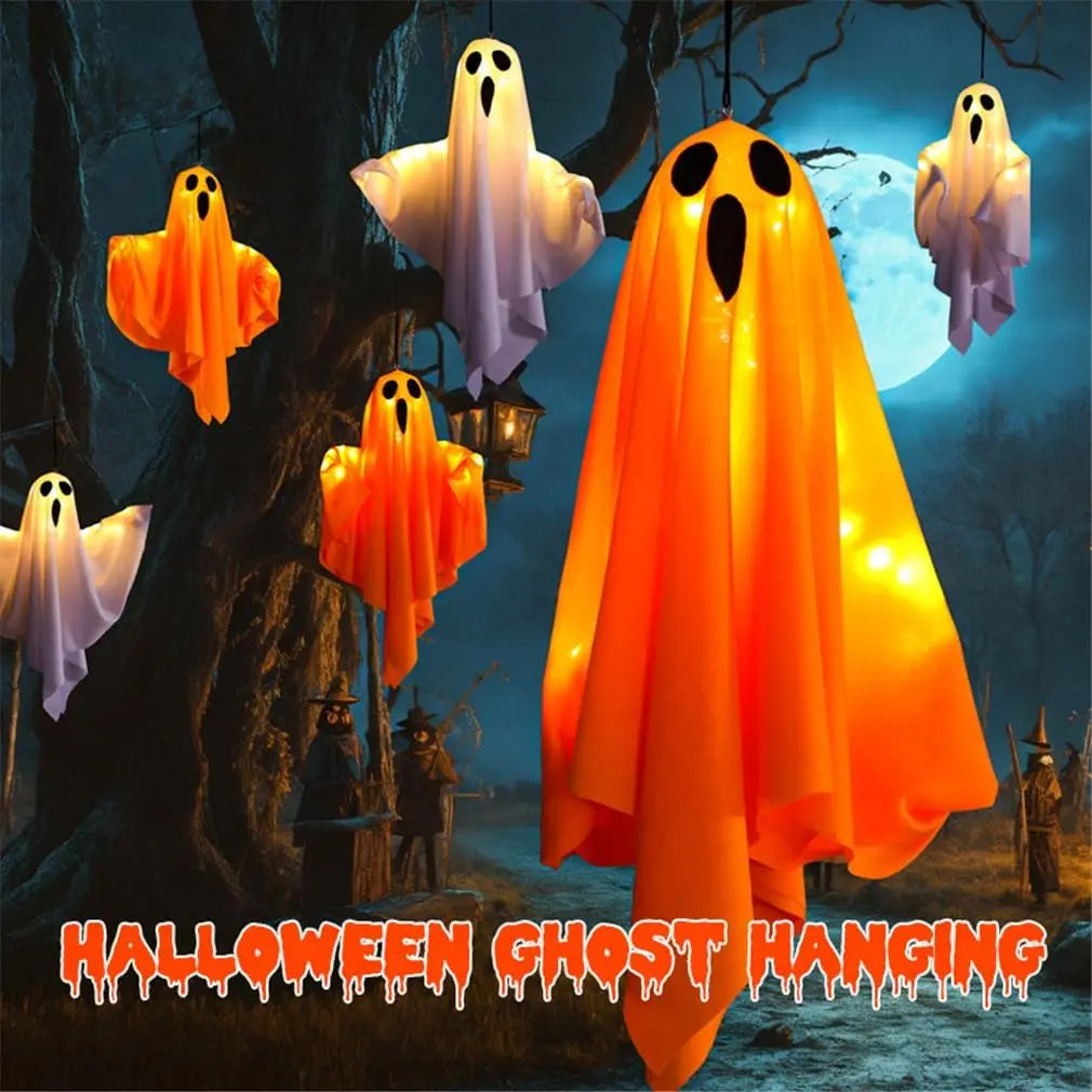 Decorações de Fantasmas LED para Halloween, Ornamentos de Fantasmas com Brilho Quente para Casa, Quarto e Decoração de Festa de Halloween