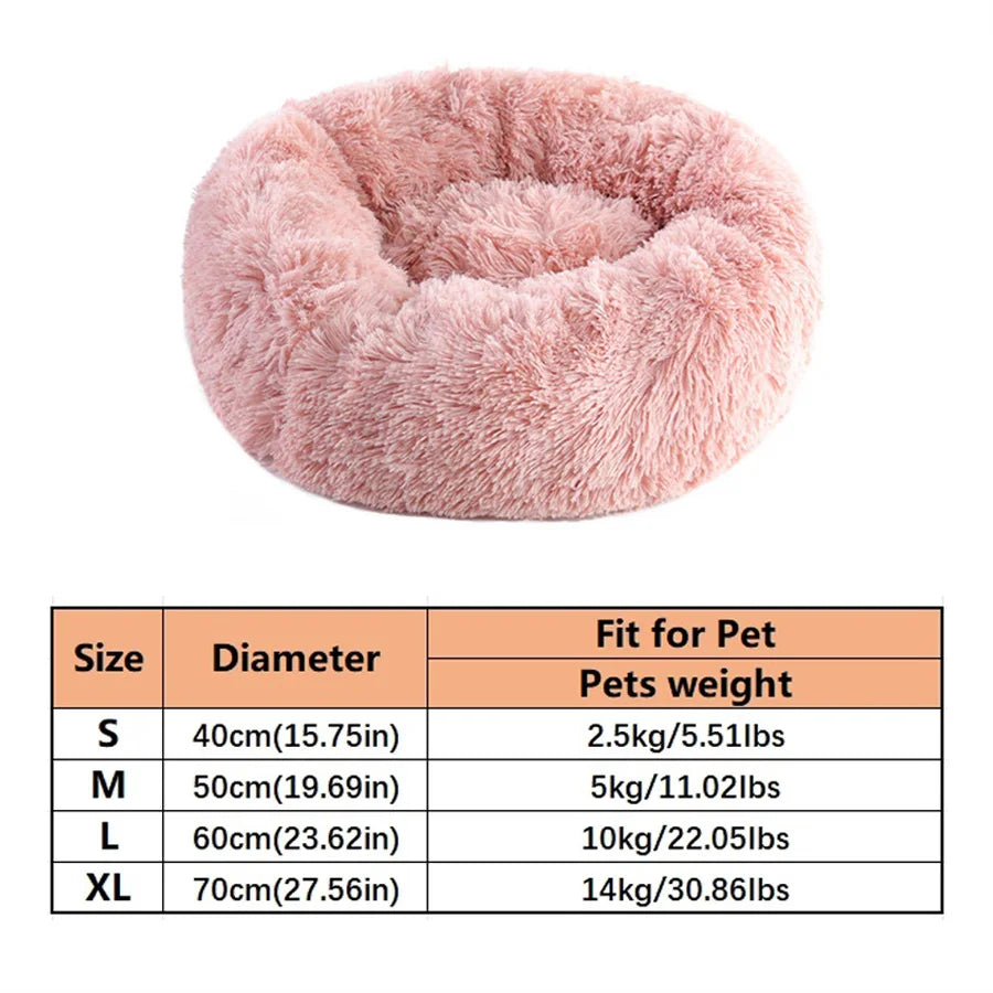 Cama Macia para Gatos e Cães, Almofada de Pelúcia Quente de Pelo Sintético, Cama Redonda Confortável em Formato de Rosquinha, Lavável para Cães e Gatos de Pequeno e Médio Porte