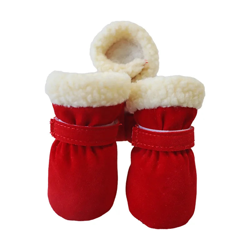 4 pçs inverno à prova dwaterproof água quente sapatos para cães de estimação antiderrapante botas de neve para raças pequenas cães filhote de cachorro gato chihuahua pet pata cuidados pug