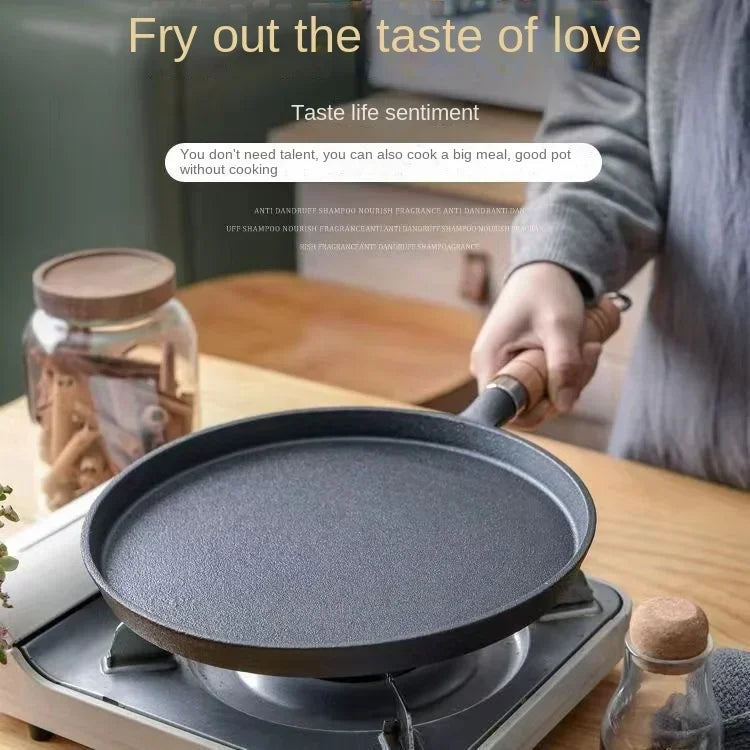 Frigideira de ferro fundido de 26cm, não revestida, antiaderente, ovo, panqueca, crepe, bife, frigideira, fogão de indução a gás, panelas de cozinha Kasa & Pet Store