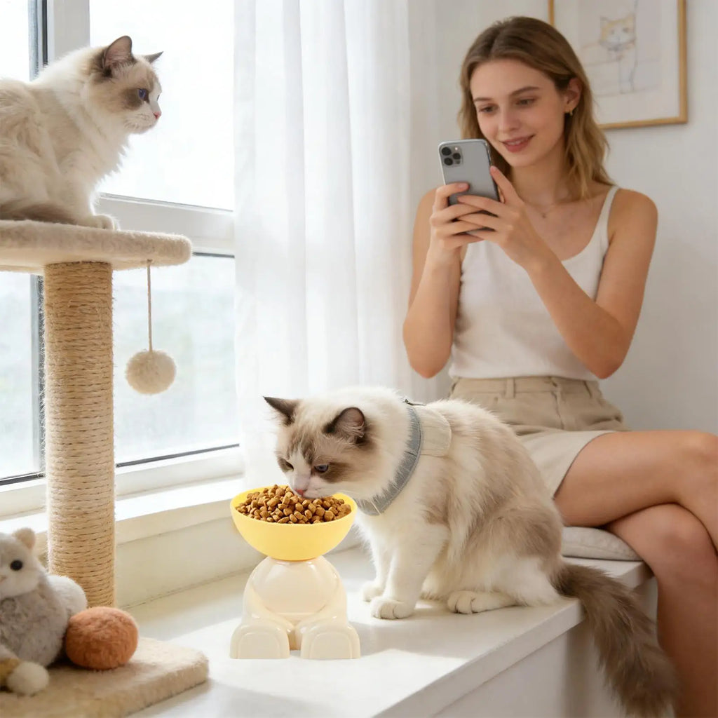 Tigelas para Alimentação de Gatos e Cães, Prato Elevado para Alimentos, Comedouro Antiderrapante para Animais de Estimação, Ideal para Cozinha, Apartamento e Uso Interno
