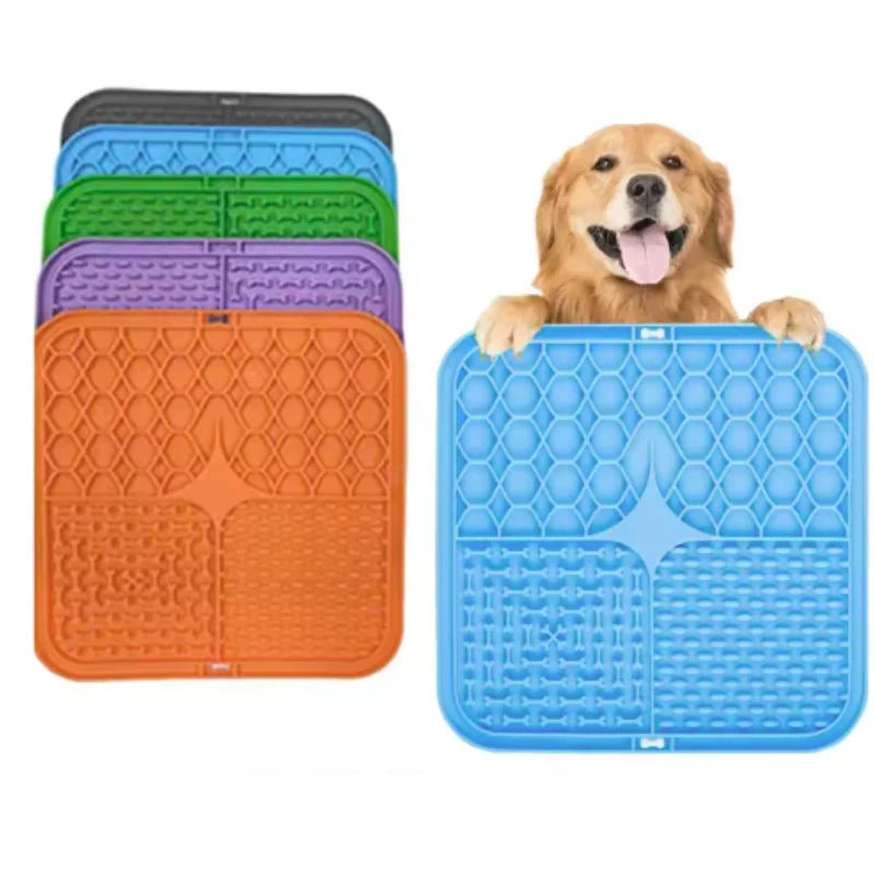 Pet lamber esteira de silicone cães pet placa de comida lenta para cão banho distração silicone cão otário treinamento de alimentos alimentador de cão suprimentos