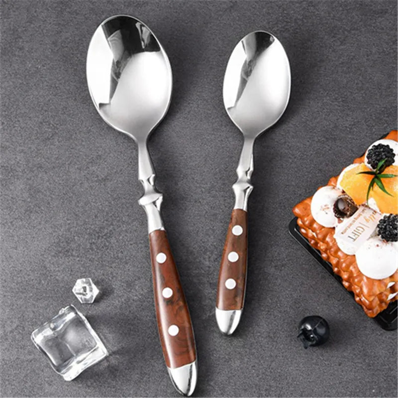 Conjunto de Talheres de Aço Inoxidável, Conjunto de 6 Peças Incluindo Faca, Garfo e Colher, Facas de Cozinha e Talheres para Sala de Jantar