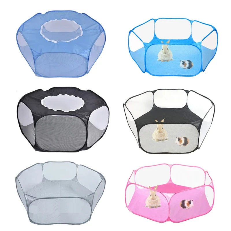 Gaiola pequena portátil para animais de estimação, gaiola transparente para cães e gatos, cercadinho para animais de estimação, cerca dobrável aberta para cães, hamster, coelho, cobaia