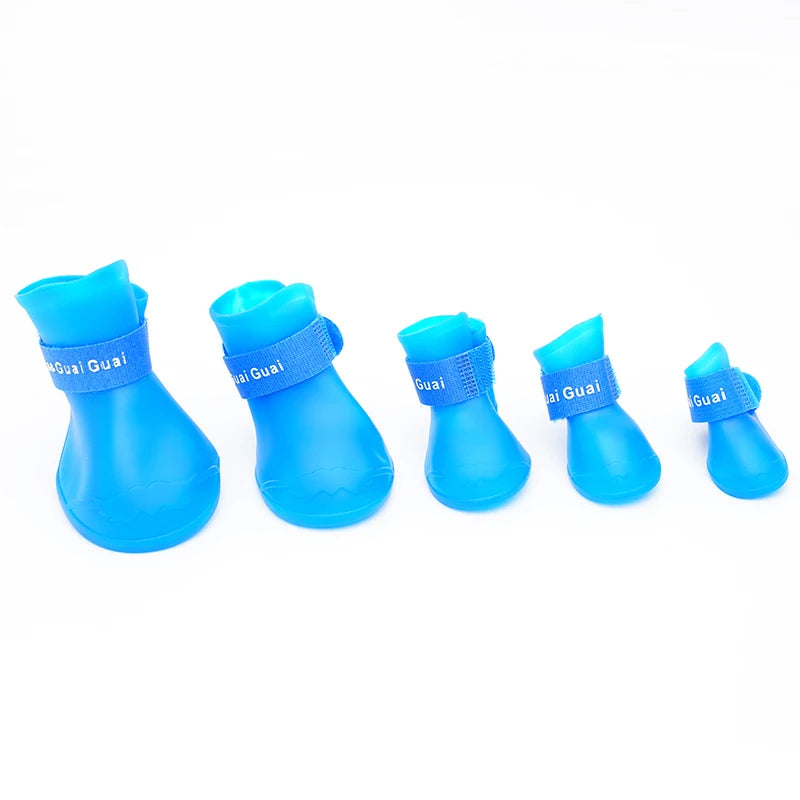 Sapatos de chuva de silicone para animais de estimação, antiderrapantes, à prova d'água, sapatos para cães com sola macia, calçados para cães pequenos, gatos e teddy.