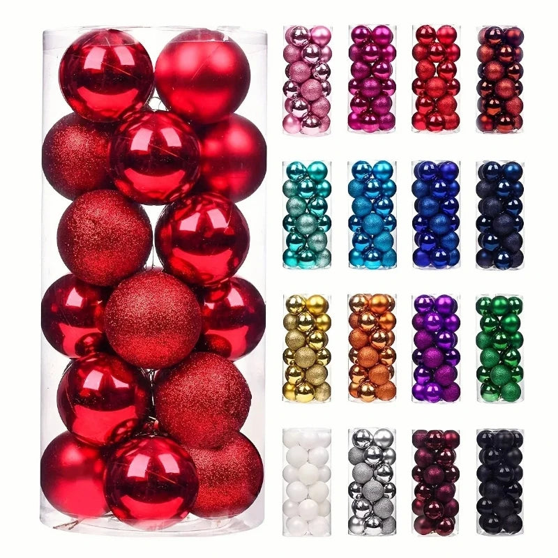 24 Bolas de Natal para Decoração de Árvore de Natal, Enfeites para Decoração de Casa, Halloween, Ano Novo, Acessórios de Bolas Pendentes de Natal