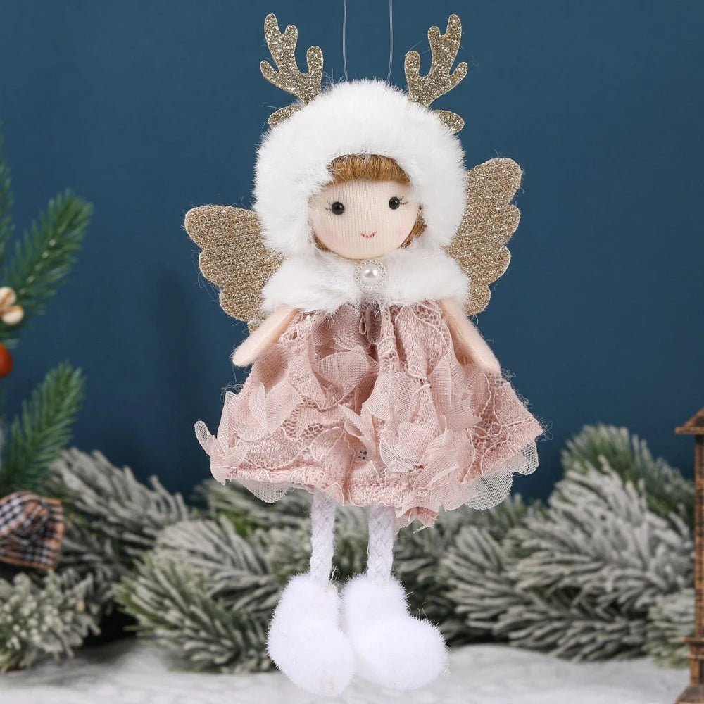 Natal Pendurado Malha Sequin Saia, Anjo Xmas Árvore Pingente Enfeites, Decoração de Casa, Noel, Presentes, 2022