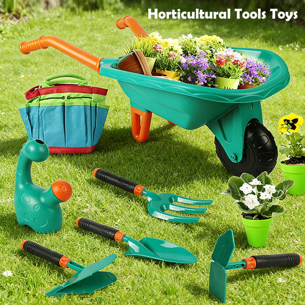 Conjunto de Ferramentas de Jardinagem para Crianças, Carrinho de Praia com Acessórios, Luvas e Ferramentas para Plantar Flores, Presentes para Meninos e Meninas