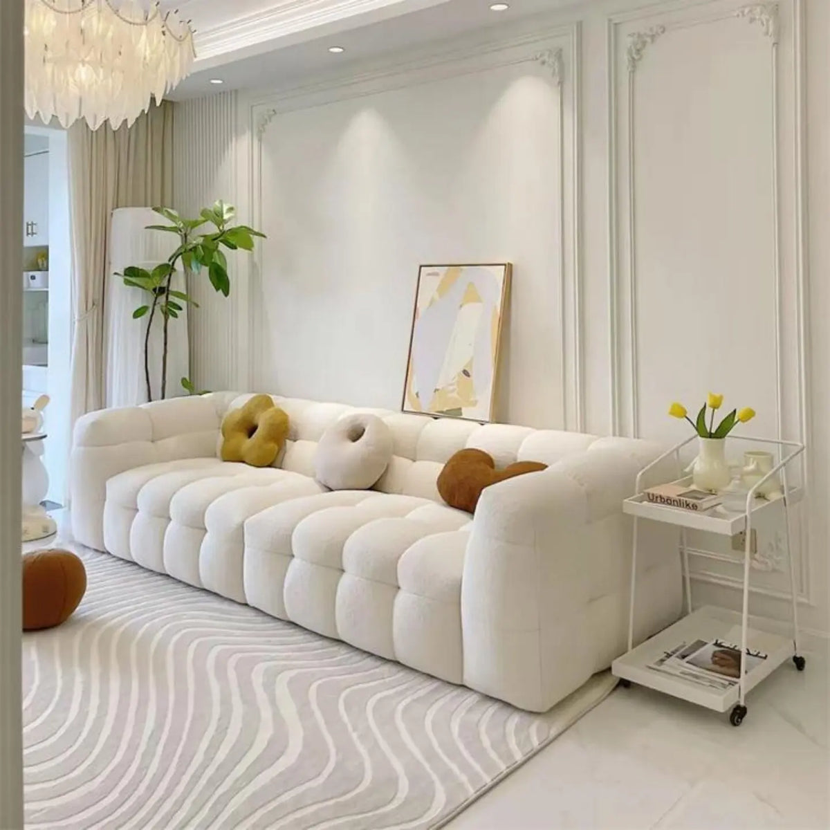 Any Size Custom Compressed Fabric Sofa Hand Tufted Design Integrated Sponge Roll Pack Shipping Multiple Color Living Room Bedroo