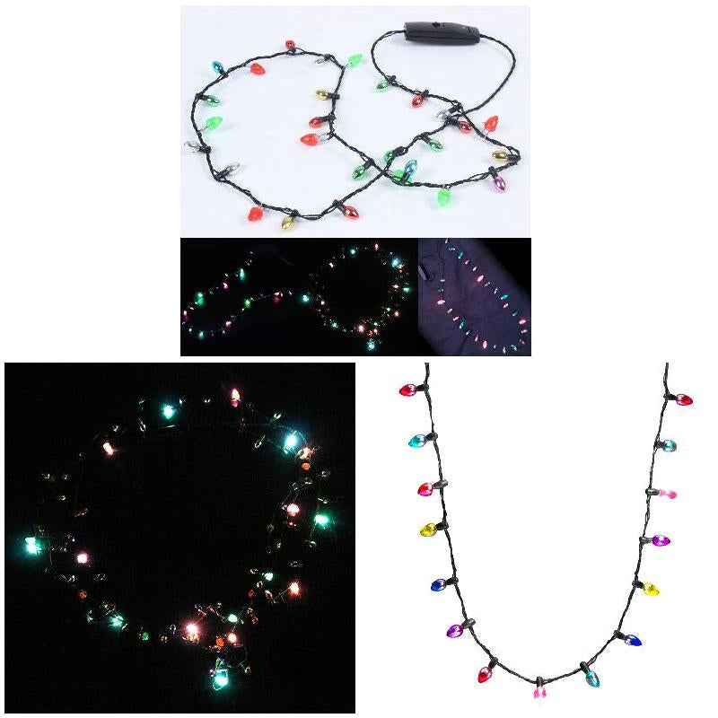 Colar de luzes LEDs de Natal com 8 luzes Bulbos de Natal Flash String Luzes de brilho Colar String Festival Decoração