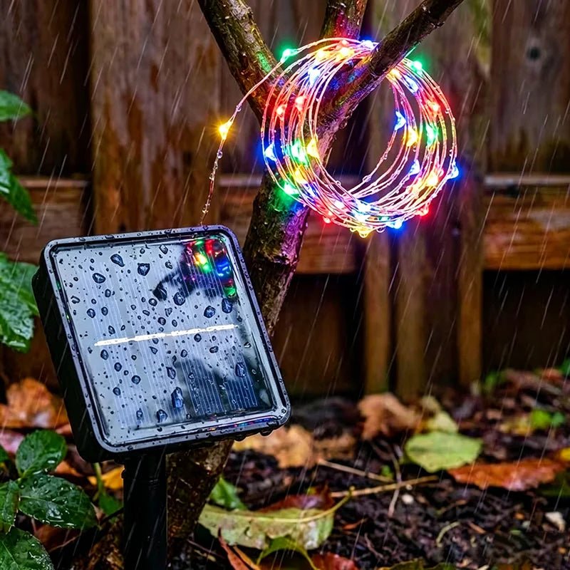 Luzes de Natal à Prova d'Água com 8 Modos, Luzes de Fada em Cordão, LED Alimentado por Energia Solar para Decoração de Árvore, Pátio, Quintal e Jardim Externo