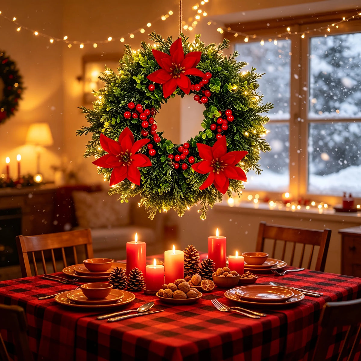Guirlandas Decorativas de Natal de Alta Qualidade, Criadas com Ingenuidade para Criar uma Atmosfera Festiva e Cerimonial! Simula Selecionada
