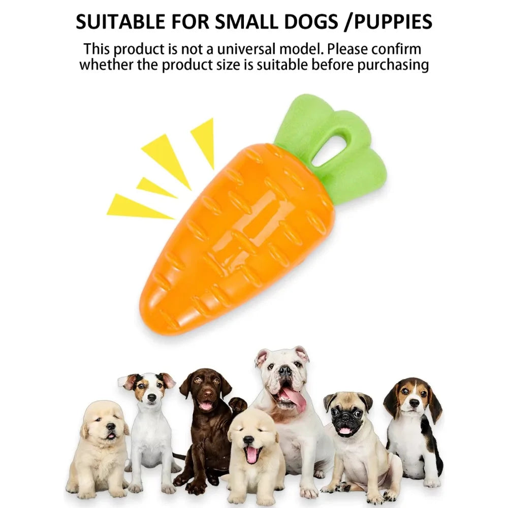 Brinquedo para Cães em TPR com Som e Função de Mastigação, Brinquedo de Mastigar para Animais de Estimação em Forma de Amendoim e Cenoura