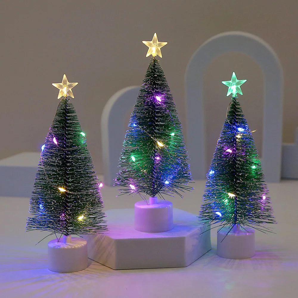 Led colorido luminoso árvore de natal presentes de natal decoração da janela de natal ornamentos do jardim de infância enfeites de natal