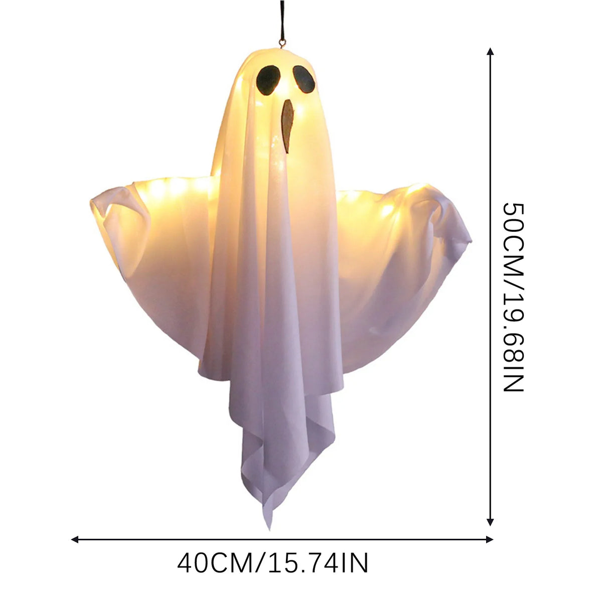 Halloween fantasma pendurado decorações halloween pendurado iluminar branco voando fantasmas árvore janela parede ornamento assustador 50x40cm