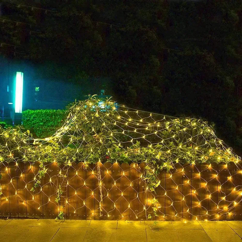 Decorações de natal lâmpada led rede de pesca luz ao ar livre à prova dwaterproof água rua árvore decoração luz festival casamento malha luz