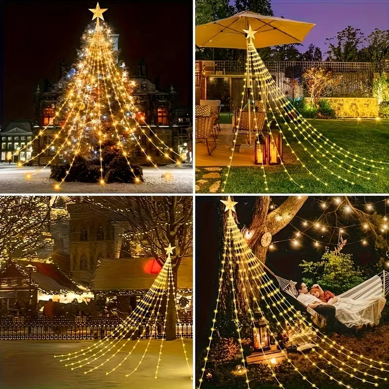 Luzes de Natal 203LED/282LED com 8 Modos, Luzes de Fada à Prova d'Água USB para Decorações de Interiores, Exteriores, Jardins, Casamentos e Festas