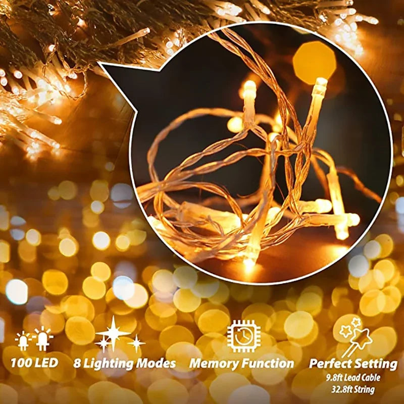 Luzes de Natal LED 24V-31V 100M 50M 30M 20M 10M à Prova d'Água, Guirlanda de Luzes de Fada para Árvore, Iluminação de Natal ao Ar Livre