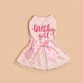 Vestido para cachorro e menina, roupas para animais de estimação, cachorrinho, laço rosa, tule, lantejoulas, roupas para cachorro