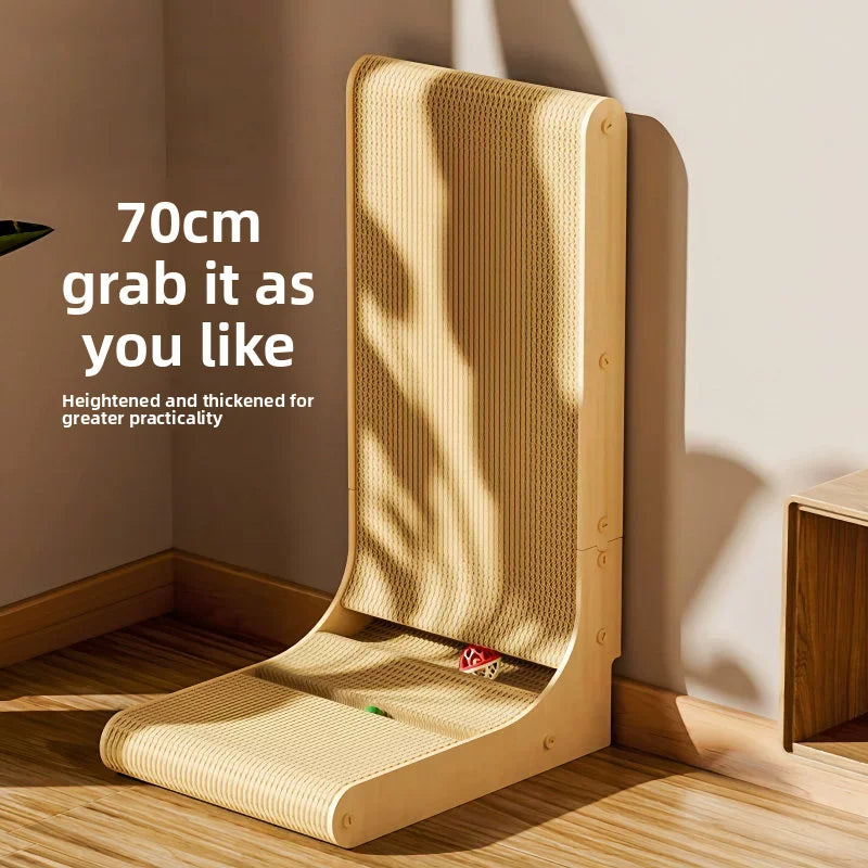 Arranhador para Gatos em Formato de L de Papelão com Buraco para Sino e Catnip, Poste Arranhador Resistente ao Desgaste para Gatos de Interior, Proteção de Móveis