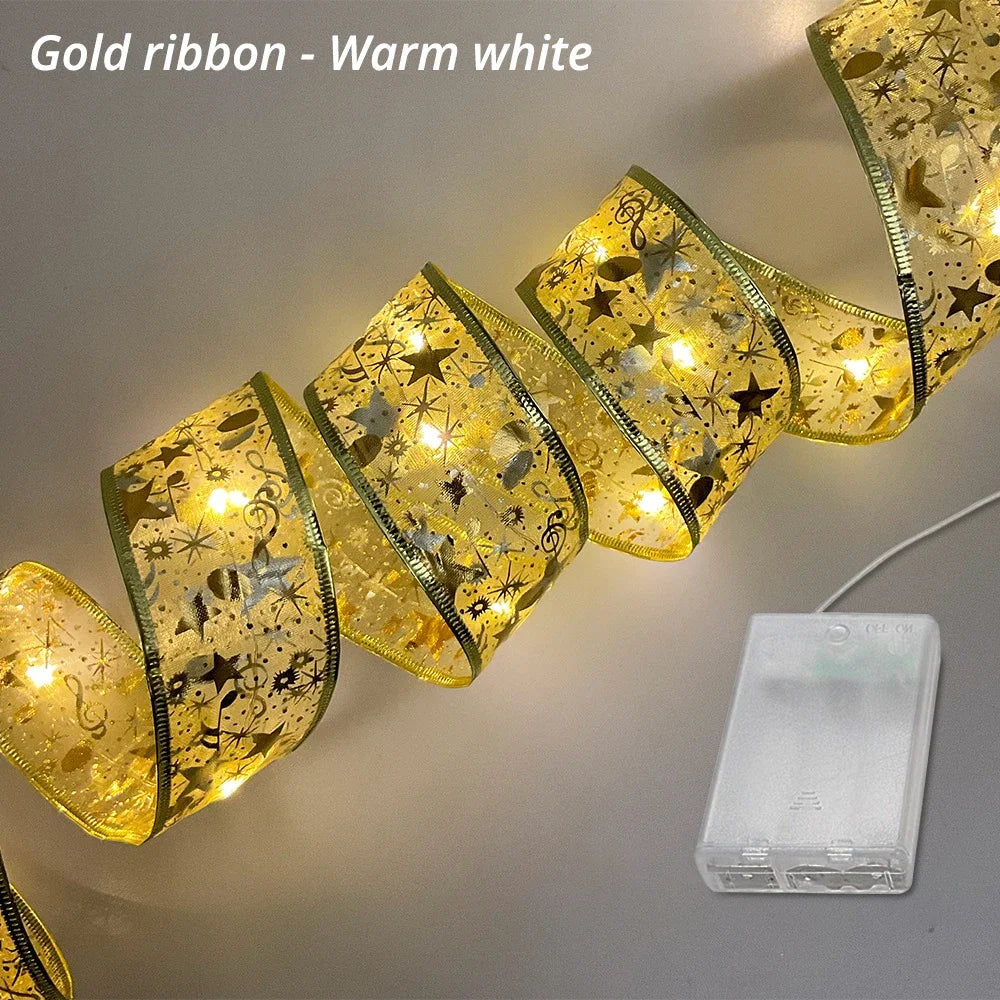 Fita fada discoteca luz árvore de natal branco quente decoração atmosfera ouro ano novo para festa buquê diy arco corda lâmpada
