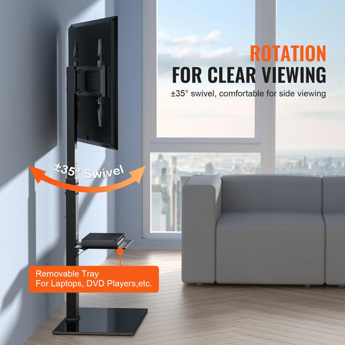 SucceBuy Suporte de TV giratório alto para TV de 32 a 85 polegadas Suporte de TV portátil com altura ajustável Max VESA 600 x 800 mm