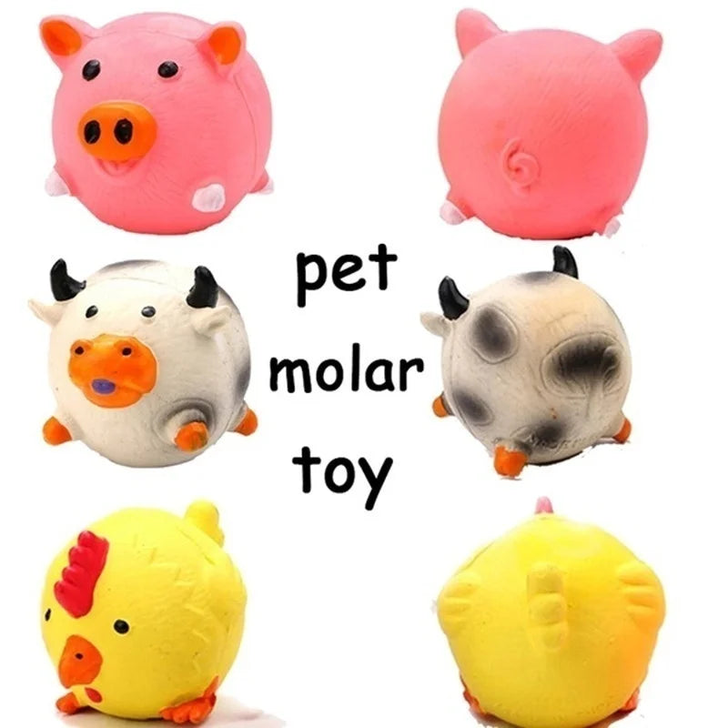 Animais design durável cão mastigar brinquedos porcos, vacas, galinhas, resistente estridente cão moagem dentes brinquedos, látex para animais de estimação para limpar os dentes brinquedos