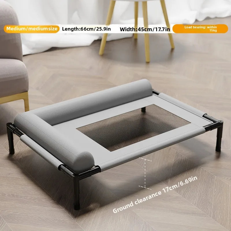 Cama elevada para animais de estimação em malha respirável com travesseiro removível e lavável, à prova de umidade, para cães e gatos de porte médio e grande, para todas as estações.