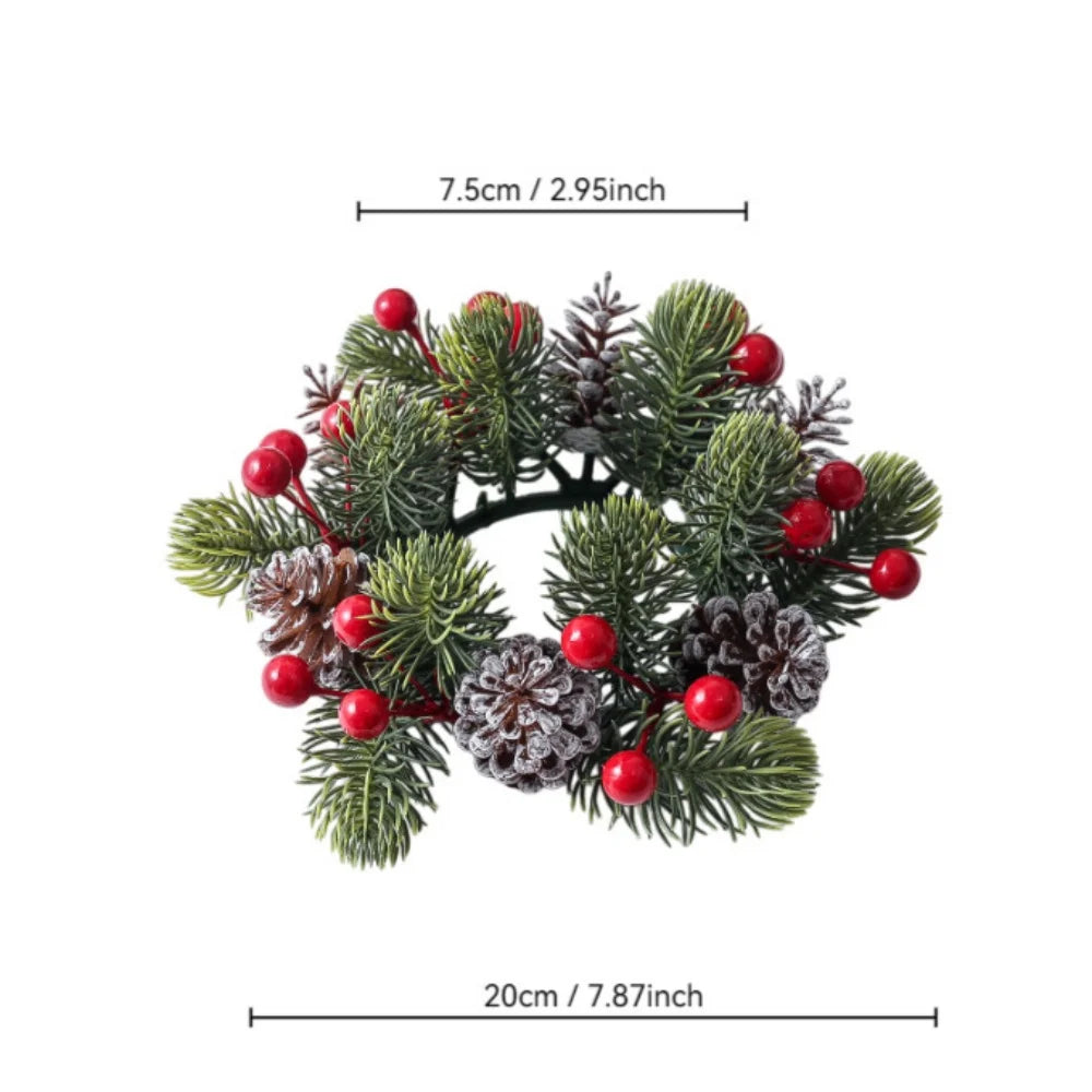 Natal vela grinalda mesa de jantar decorações clássico bagas vermelhas pinha peça central guirlanda multifuncional castiçal 2025