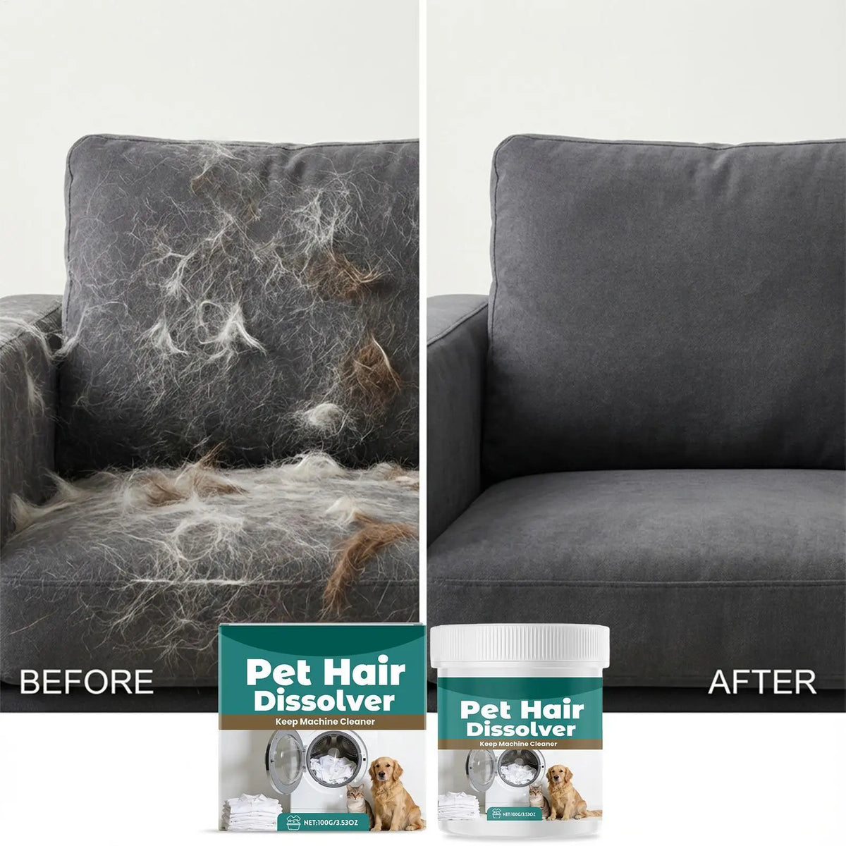Removedor de Pelos de Animais para Lavanderia, Detergente Aditivo para Máquina de Lavar, Remove Pelos de Roupas, Carpete, Roupa de Cama, Tecido e Toalha