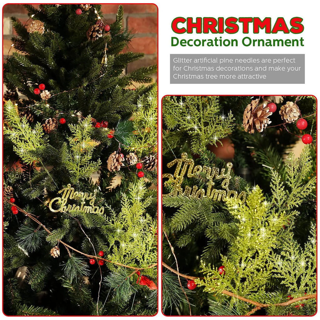 Decoração de natal glitter ramos bagas buquê de flores artificiais enfeites de árvore de natal para casa ano novo 2025 navidad