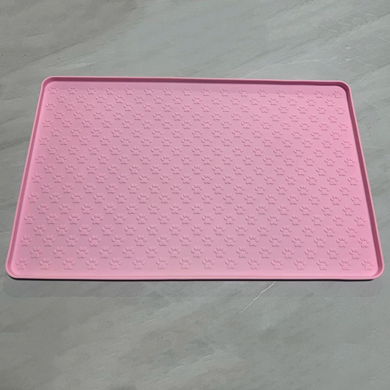 Tapete de Alimentação para Cães, Feito de Material de Silicone, Fácil de Limpar, Tapete Retangular para Refeições de Gatos e Cães com Bordas Elevadas