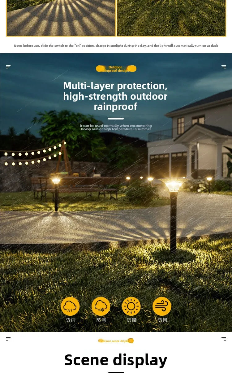Luz Solar para Jardim, Iluminação Paisagística, Lâmpada Decorativa à Prova d'Água para Caminhos e Quintais
