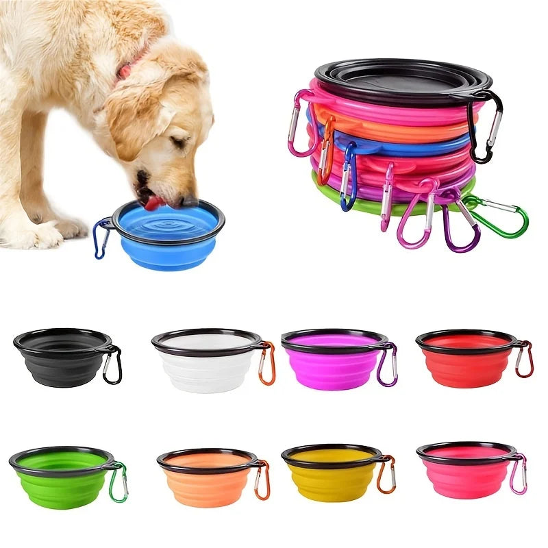 Tigela de comida para animais de estimação portátil durável tpr tigela de comida para cães e gatos tigela dobrável de silicone portátil viagem ao ar livre tigela de comida de água