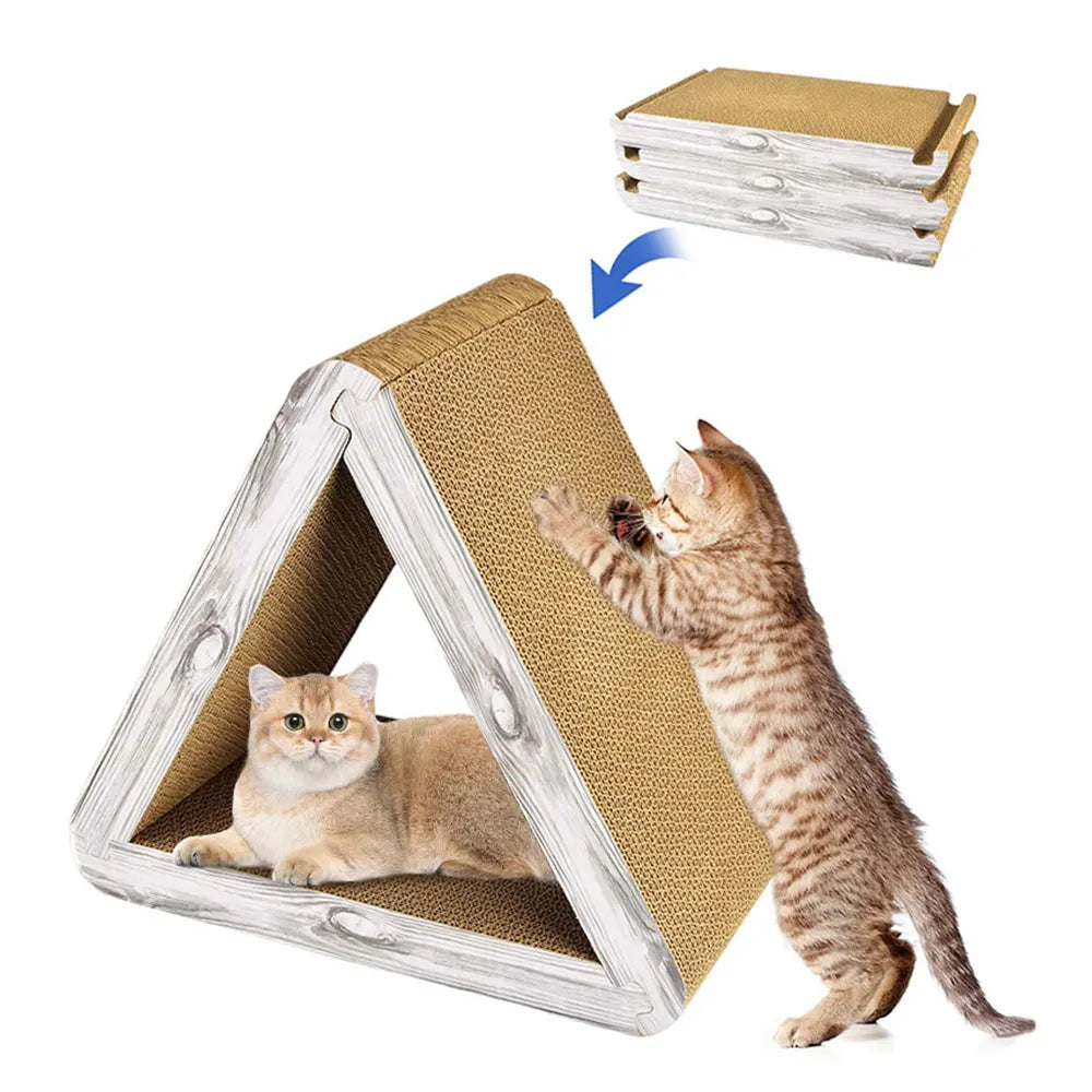 Novo Arranhador Vertical para Gatos, Poste de Arranhar Triangular Dobrável, Produto Multifuncional 3 em 1 para Gatos, Almofada para Gatos com Uso em 6 Lados