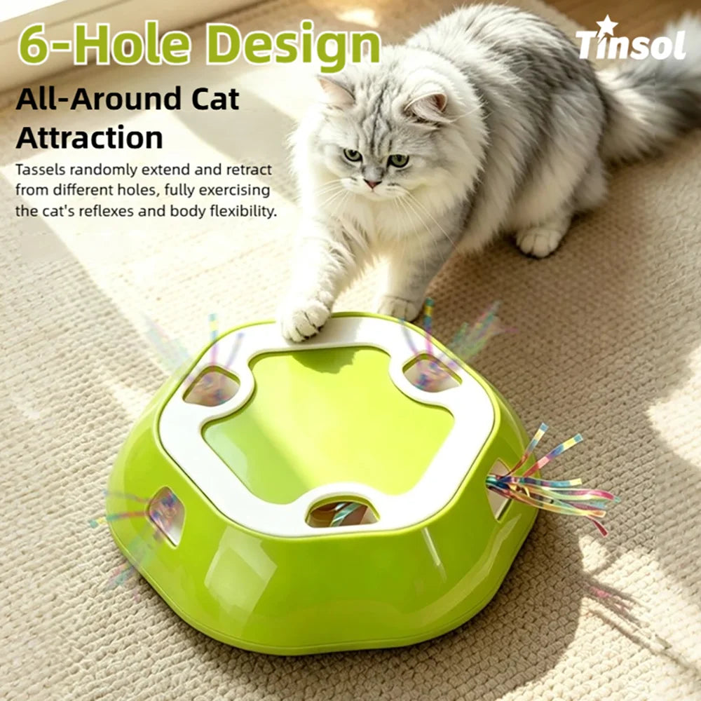 Brinquedo Elétrico Retrátil para Gatos: Placa de Exercício com Múltiplos Buracos para Aliviar o Tédio e Estimular a Energia (Estilo Whack-a-Mole)